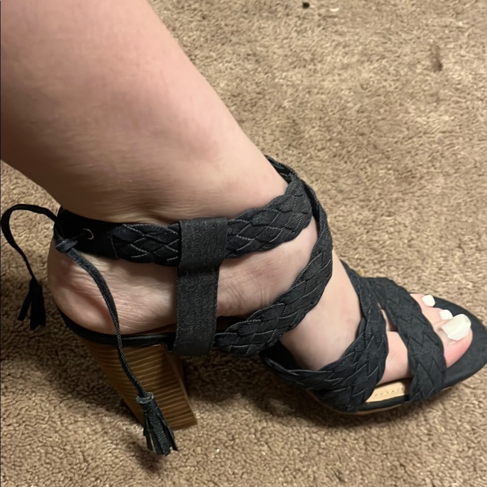 BCBGeneration Denim open toe Heel Sandals 👡